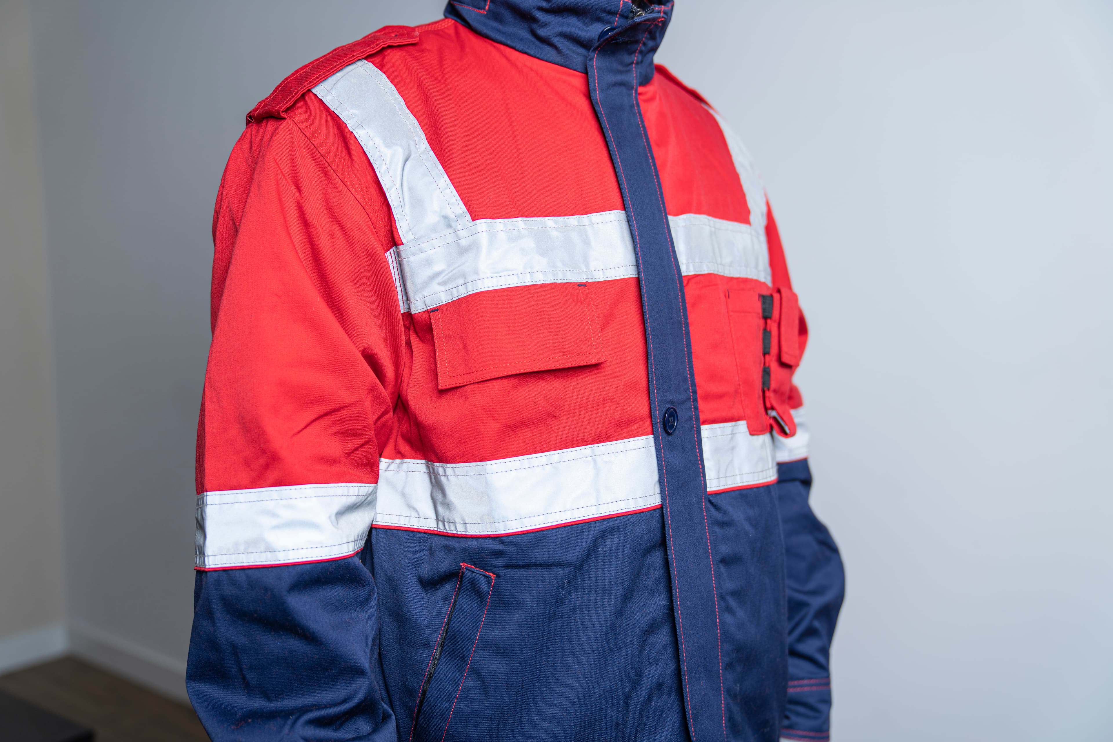 Reflective banding on autumn jacket